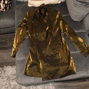 Silk blazer dress with belt